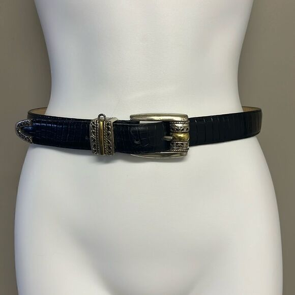 Brighton Women’s Black Textured Adjustable Belt with Two Tone Buckle- Medium main image 6